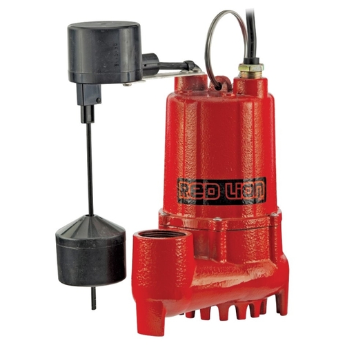 Red Lion 14942745 Sump Pump, 1-Phase, 4.4 A, 115 V, 1/3 hp, 1-1/2 in Outlet, 25 ft Max Head, 3350 gph, Cast Iron