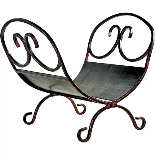 Log Rack, 13-1/4 in W, 13-1/4 in D, 14-1/2 in H, Steel Base, Antique Bronze