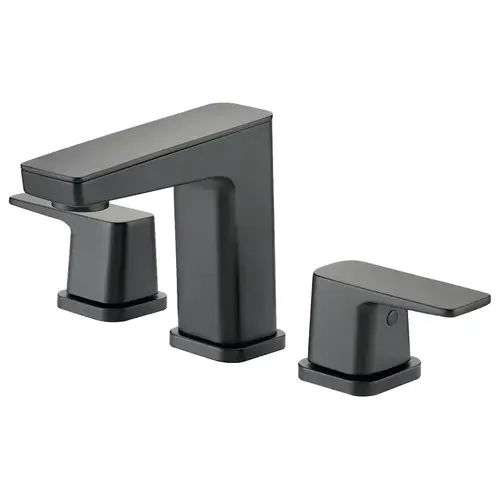 Lavatory Faucet, 1.2 gpm, 2-Faucet Handle, 3-Faucet Hole, Brass/Zinc/Plastic, Matte Black