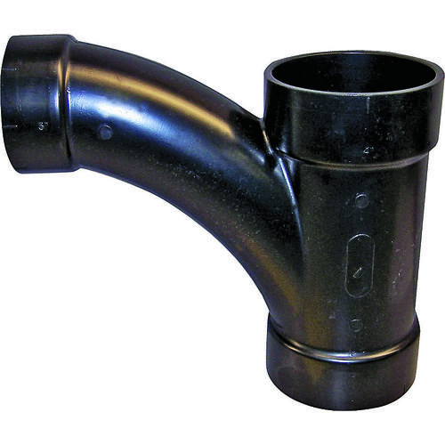 Reducing Combination Tee Pipe Wye, 4 x 4 x 2 in, Hub, ABS, Black