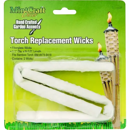 Torch Replacement Wick, Fiberglass, White, For: Outdoor - pack of 2