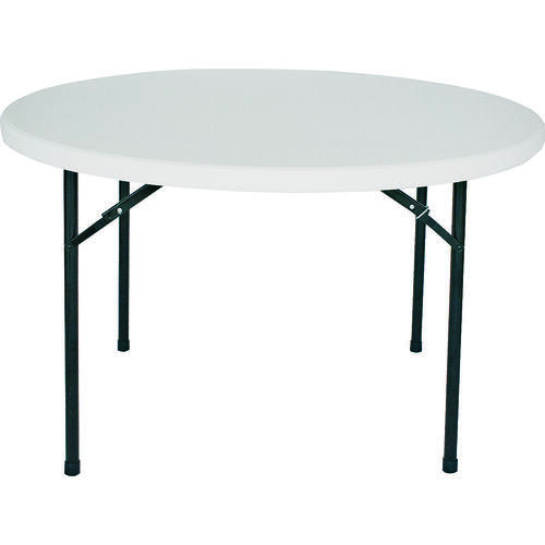 Folding Table, 48 in OAW, 48 in OAD, 29-1/4 in OAH, Steel Frame, Polyethylene Tabletop White Top/ Black Legs