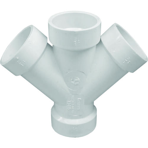 IPEX USA LLC 192352 Double Pipe Wye, 2 in, Hub, PVC, White, SCH 40 Schedule