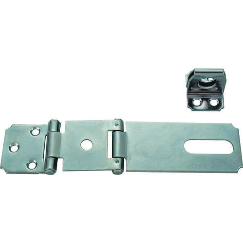 ProSource LR138-BC3L-PS Safety Hasp, 4-1/2 in L, Steel, Zinc, 7/16 in Dia Shackle, Fixed Staple Silver