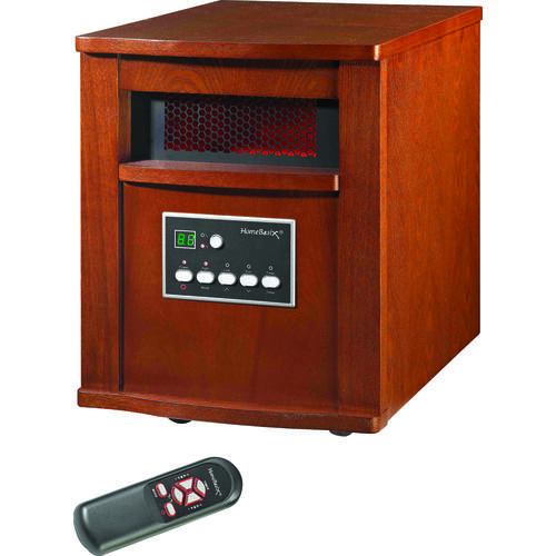 Infrared Quartz Wood Cabinet Heater with Remote Control, 12.5 A, 120 V, ECO/1000/1500 W, Cherry