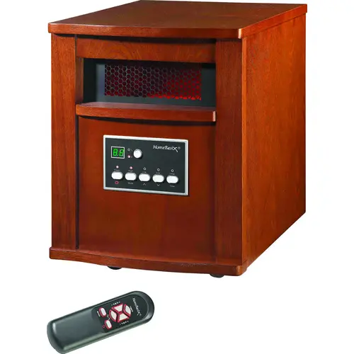 PowerZone WH-96H Infrared Quartz Wood Cabinet Heater with Remote Control, 12.5 A, 120 V, ECO/1000/1500 W, Cherry