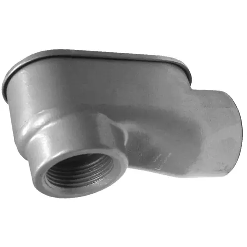 Service Entrance Elbow, 1/2 in Hub, Threaded, Aluminum, Gray, Powder-Coated