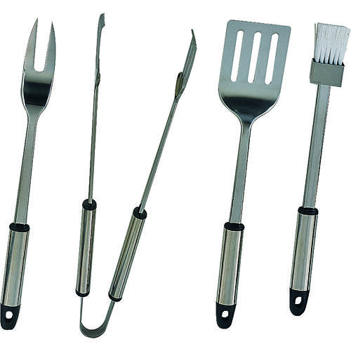 Omaha Q-430A3L Barbecue Tool Set with Handle and Hanger, 1.5 mm Gauge, Stainless Steel Blade, Stainless Steel