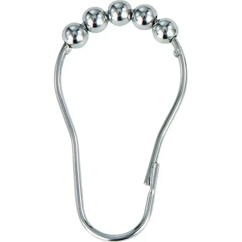 Roller Ball Curtain Hook, Steel, Chrome, 1-1/2 in W, 3 in H Silver - pack of 12