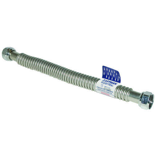 Ez-Flo 0437012 WaterFlex Series Corrugated Flexible Water Heater Connector, 3/4 in, FIP, Stainless Steel, 12 in L