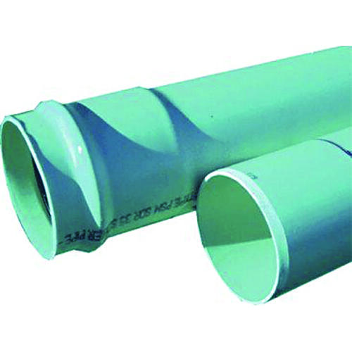 Gravity Sewer Pipe, 6 in, 13 ft L, Push Fit, SCH 35 Schedule, PVC, Green - 156" Stock Length