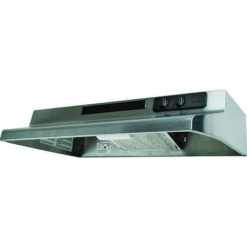 Designer DS Series Range Hood, 200 cfm, 30 in W, 12 in D, 6 in H, Steel