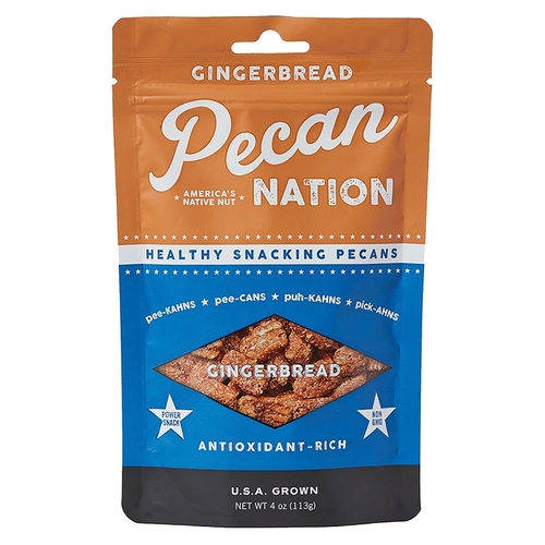Pecan Nation PNGB4.8.12 Snack, Gingerbread Flavor, 4 oz Pouch