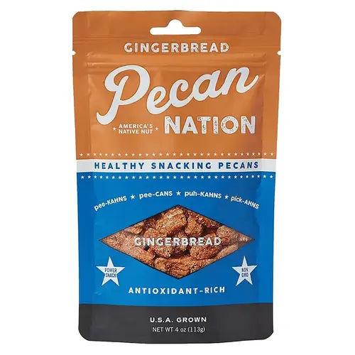 Pecan Nation PNGB4.8.12-XCP8 Snack, Gingerbread Flavor, 4 oz Pouch - pack of 8