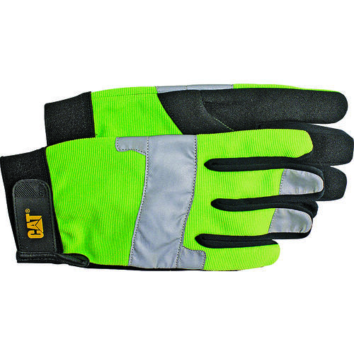 012214J High-Visibility Utility Gloves, Jumbo, Synthetic Leather, Black/Fluorescent Green