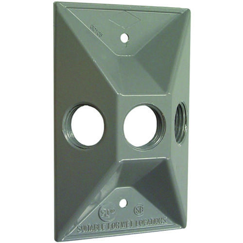 Cluster Cover, 4-19/32 in L, 2-27/32 in W, Rectangular, Zinc, Gray, Powder-Coated