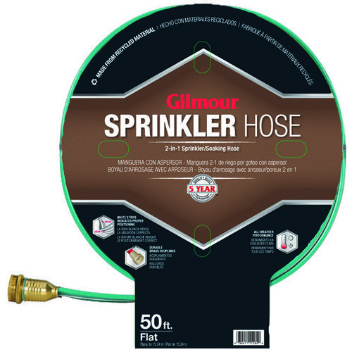 Garden Sprinkler Hose, 50 ft L, Vinyl