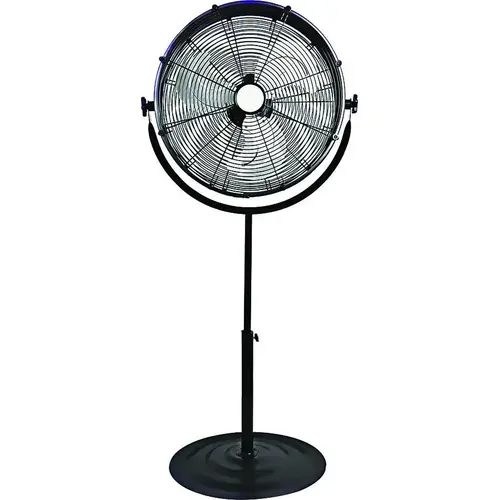 Pedestal Fan with Drum/Stand, 120 V, 1.25 A, 20 in Dia Blade, 3-Blade, Metal Blade, Black