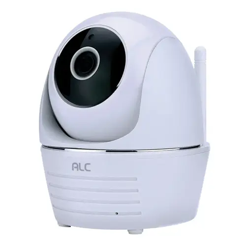 Wi-Fi Camera, 90 deg View, 1080 pixel Resolution, Night Vision: 35 ft, White, Wall Mounting