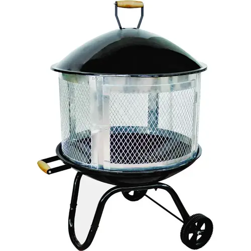 Seasonal Trends KY181 Fire Pit, 27-3/4 in OAW, 31-1/4 in OAD, 46-1/2 in OAH, Round, Steel Black