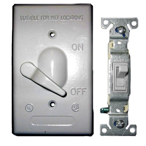 Toggle Switch Cover, 4-9/16 in L, 2-13/16 in W, Rectangular, Metal, Gray, Powder-Coated