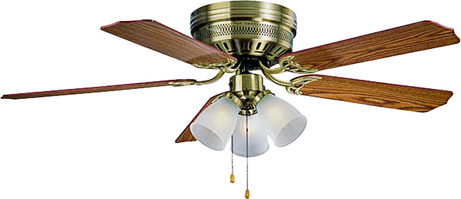 Boston Harbor CF-78049L Ceiling Fan Light Kit, 5-Blade, Antique Brass Housing, 52 in Sweep, MDF Blade, 3-Speed