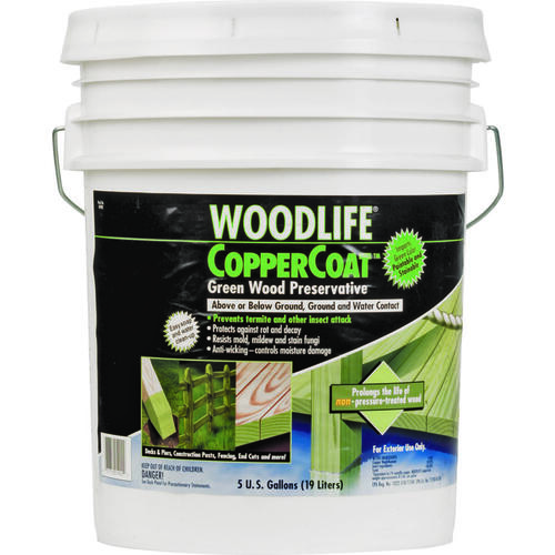 WoodLife CopperCoat Wood Preservative, Green, Liquid, 5 gal, Can