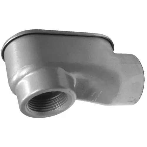 Service Entrance Elbow, 3/4 in Hub, Threaded, Aluminum, Gray, Powder-Coated