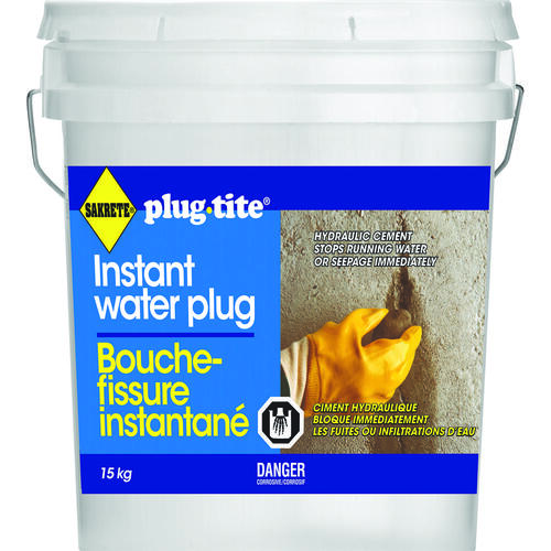 Plug-Tite Cement, Gray, Powder, 15 kg Pail