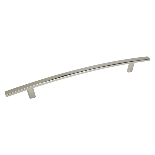 Drawer Pull, 10-7/8 in L Handle, 1-1/4 in Projection, Metal, Polished Nickel Gray