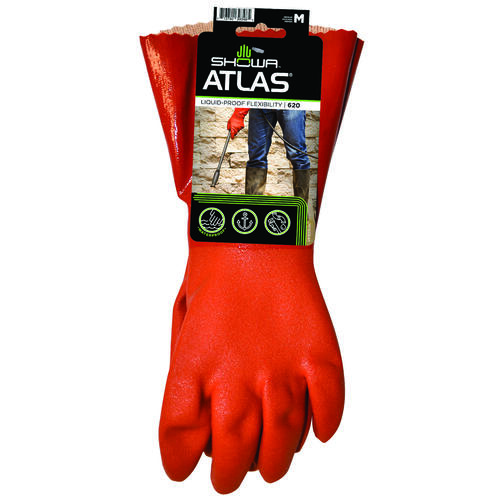 Atlas 600M-08.RT Ultra-Flexible Coated Gloves, M, Knit Wrist Cuff, PVC Glove, Green