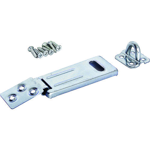 Safety Hasp, 4-1/2 in L, 4-1/2 in W, Steel, Zinc, 3/8 in Dia Shackle, Swivel Staple Silver