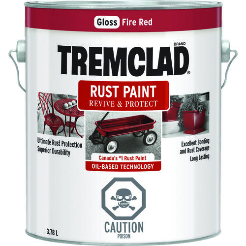 TREMCLAD Rust Paint, Gloss, Fire Red, 3.78 L, Can