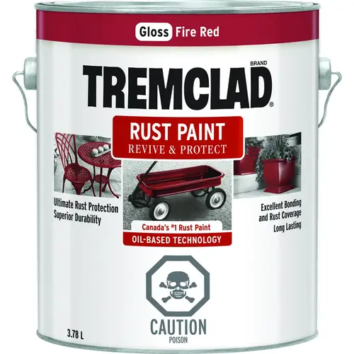 TREMCLAD Rust Paint, Gloss, Fire Red, 3.78 L, Can - pack of 2