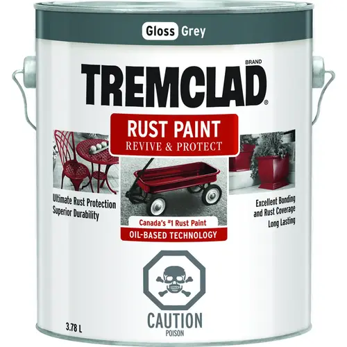 TREMCLAD Rust Paint, Gloss, Gray, 3.78 L, Can