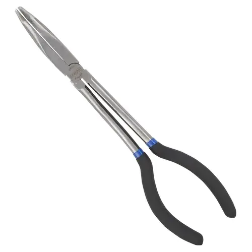 Bent Nose Plier, 11 in OAL, 5.2 cm Jaw Opening, Black Handle, Non-Slip Grip Handle, 3/4 in W Jaw