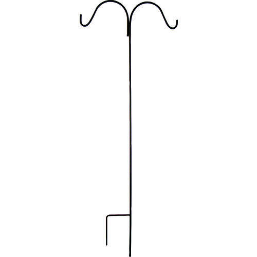 Shepherd Hook, 24 in L, 64 in H, Steel, Matte Black, Floor Standing Mounting