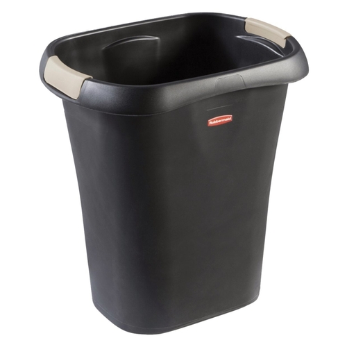 Open Trash Can, 3 gal Capacity, Plastic, Black