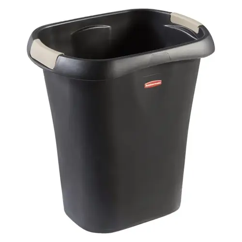 Open Trash Can, 3 gal Capacity, Plastic, Black