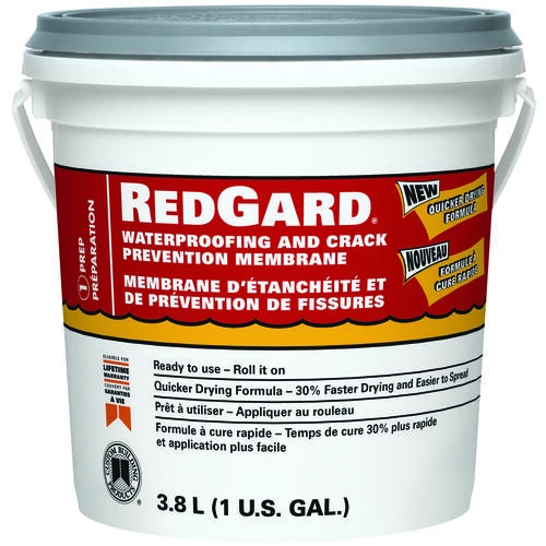 REDGARD Waterproofing and Crack Prevention, Liquid, Red, 1 gal, Pail