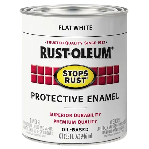 Stops Rust Protective Enamel Paint, Flat, White, 1 qt