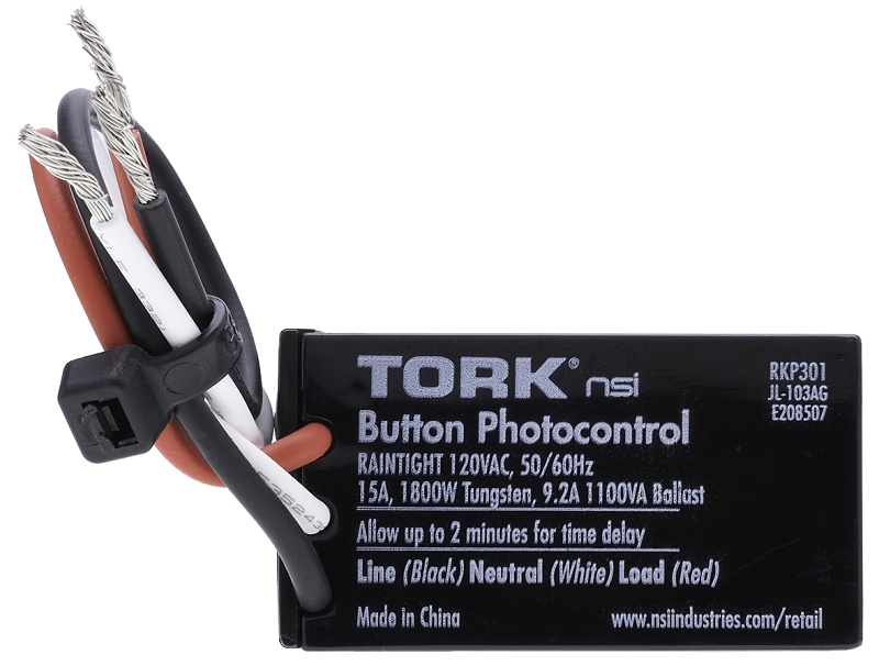 Tork RKP301 RKP Series Photocell Button, 120 V Black