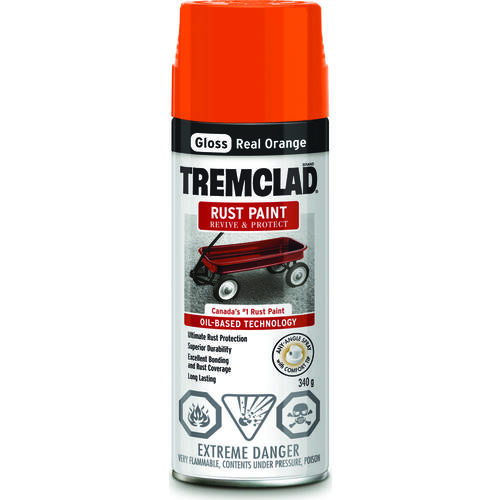 TREMCLAD Rust Spray Paint, Gloss, Real Orange, 340 g, Aerosol Can