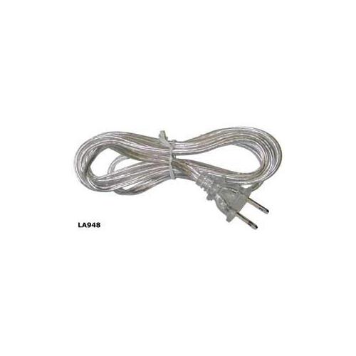 Lamp Cord, 18 AWG Wire, 2 -Conductor, 6 ft L, Clear Sheath