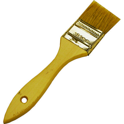 Paint Brush, 1/2 in W, 1-11/16 in L Bristle, Soft Natural China Bristle, Plain-Grip Handle