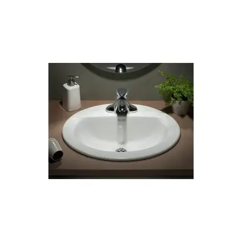 Colony Series 0346403.02 Countertop Sink, Oval Basin, 4 in Faucet Centers, 3-Deck Hole, 20-1/2 in OAW White