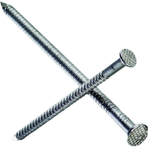 Deck Nail, 12D, 3-1/4 in L, 304 Stainless Steel, Bright, Full Round Head, Annular Ring Shank