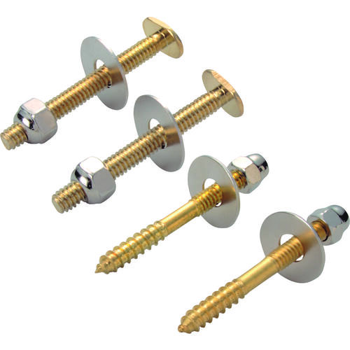 Bolt Screw Set, Steel, Brass, For: Use to Attach Toilet to Flange