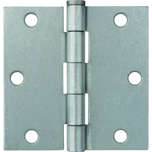 Utility Hinge, Steel, Galvanized, Removable Pin, 180 deg Range of Motion, Full Mortise Mounting Silver