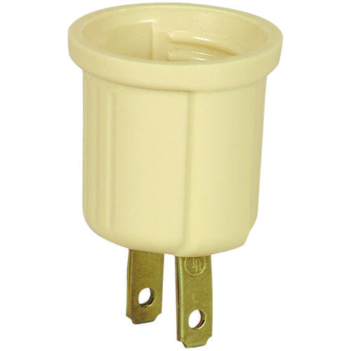 Lamp Holder Adapter, 660 W, 2-Outlet, Thermoplastic, Ivory - pack of 5